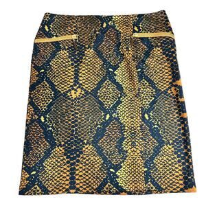 Ellen Tracy Snake Skin Print Pencil Skirt Sz 8 Stretch Knee Length